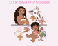Magical Tropical Girl with Sister DTF TRANSFER or UV DTF STICKER