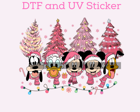 Magical M0use and Friends Tree Christmas DTF TRANSFER or UV DTF STICKER
