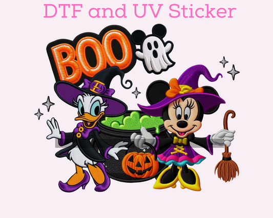 Magical Boo girl Halloween friends DTF TRANSFER or UV DTF STICKER
