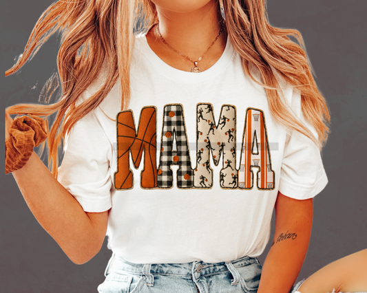 Faux Patch Mama Basketball DTF TRANSFER or UV DTF STICKER