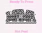 Checkered Mama Faux Embroidery Mom DTF TRANSFER or UV DTF STICKER DECAL