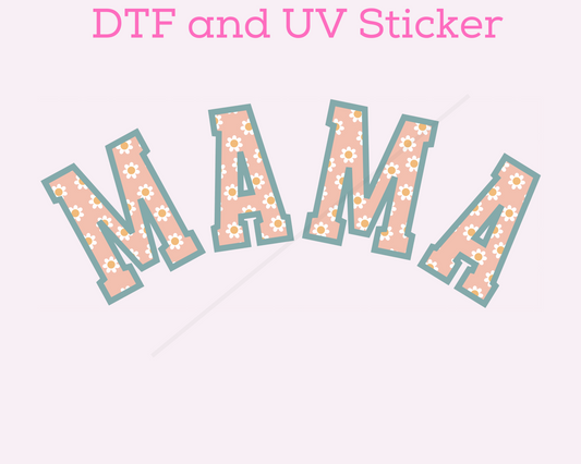 Mama Daisy Varsity letters DTF TRANSFER or UV DTF STICKER DECAL