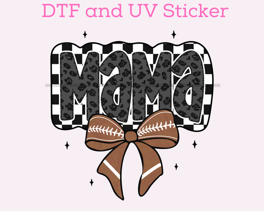 Football Mom Bow Coquette DTF TRANSFER or UV Sticker