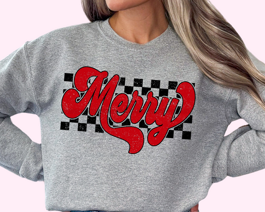Merry Checkered Christmas DTF TRANSFER
