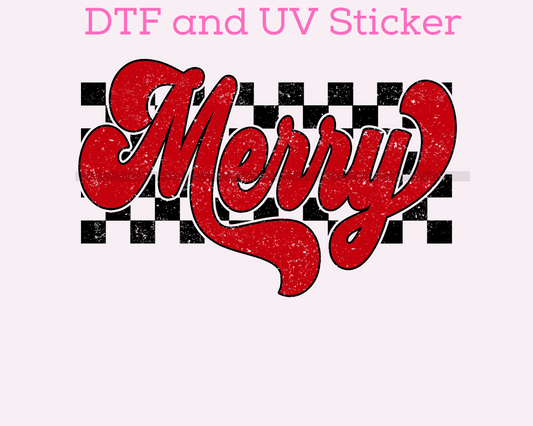Merry Checkered Christmas DTF TRANSFER
