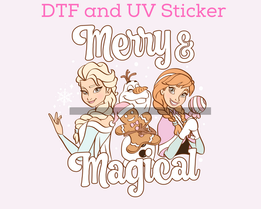 Magical Ice Princess Christmas DTF TRANSFER or UV DTF STICKER