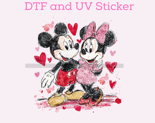 Magical Valentines M0use DTF TRANSFER or UV DTF STICKER