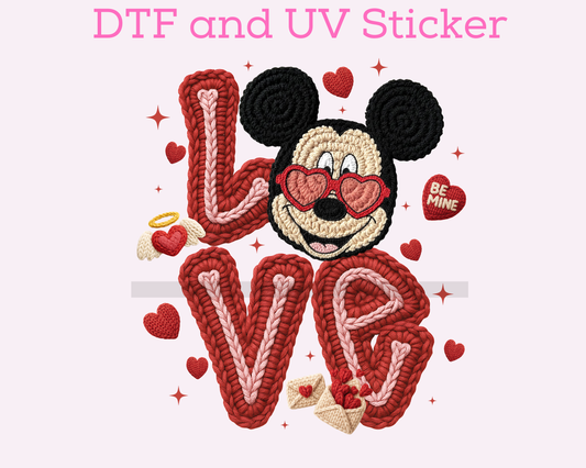 Magical Valentines M0use DTF TRANSFER or UV DTF STICKER