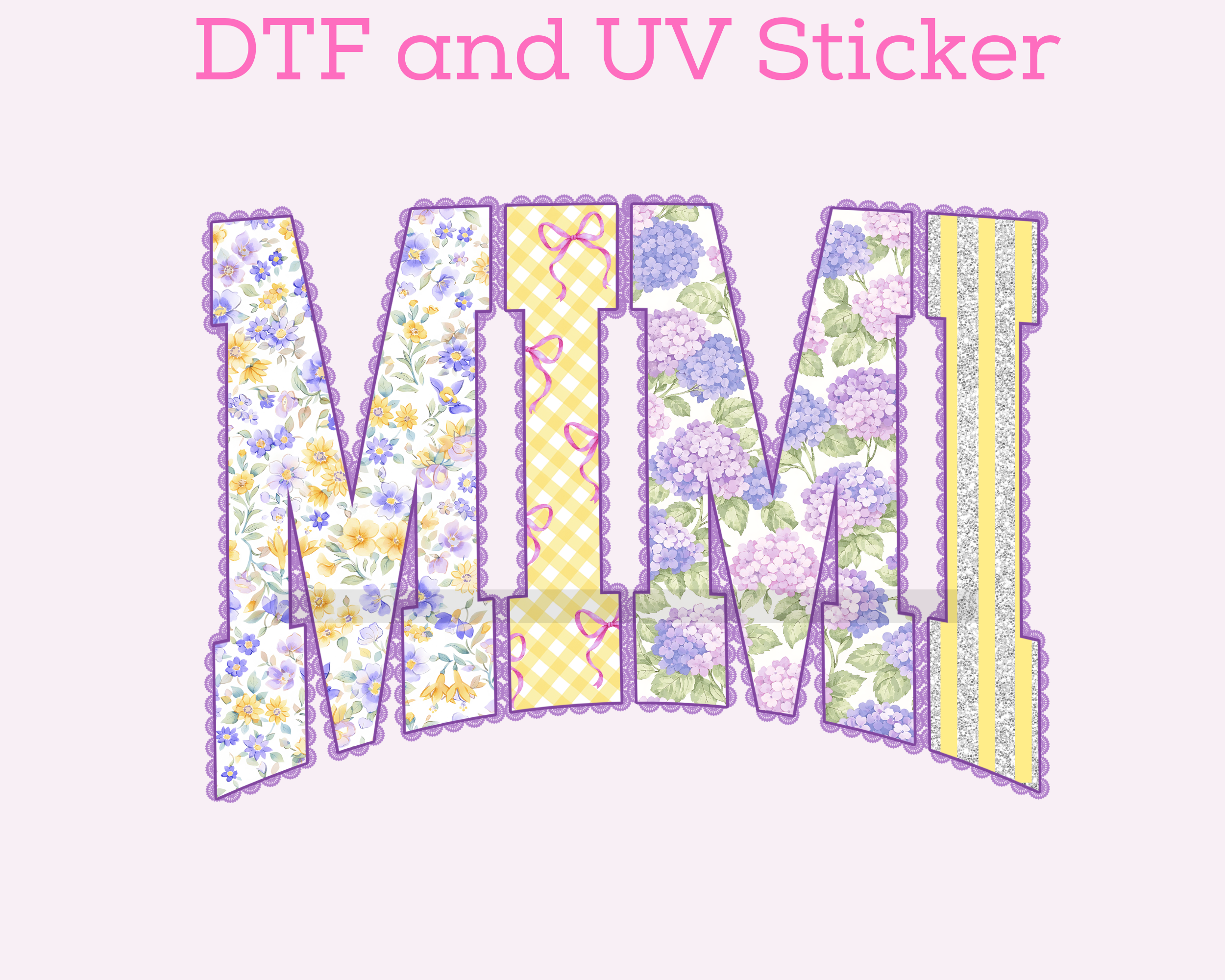 Mimi Floral Preppy Varsity Letters DTF TRANSFER or UV DTF STICKER DECA ...