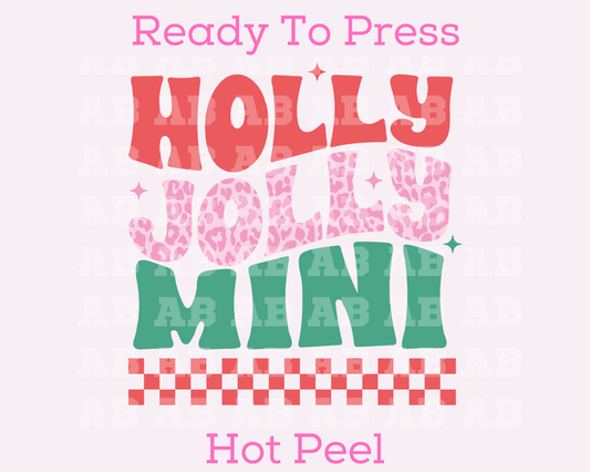Leopard Checkered Holly Jolly Mini Christmas DTF TRANSFER or UV DTF STICKER