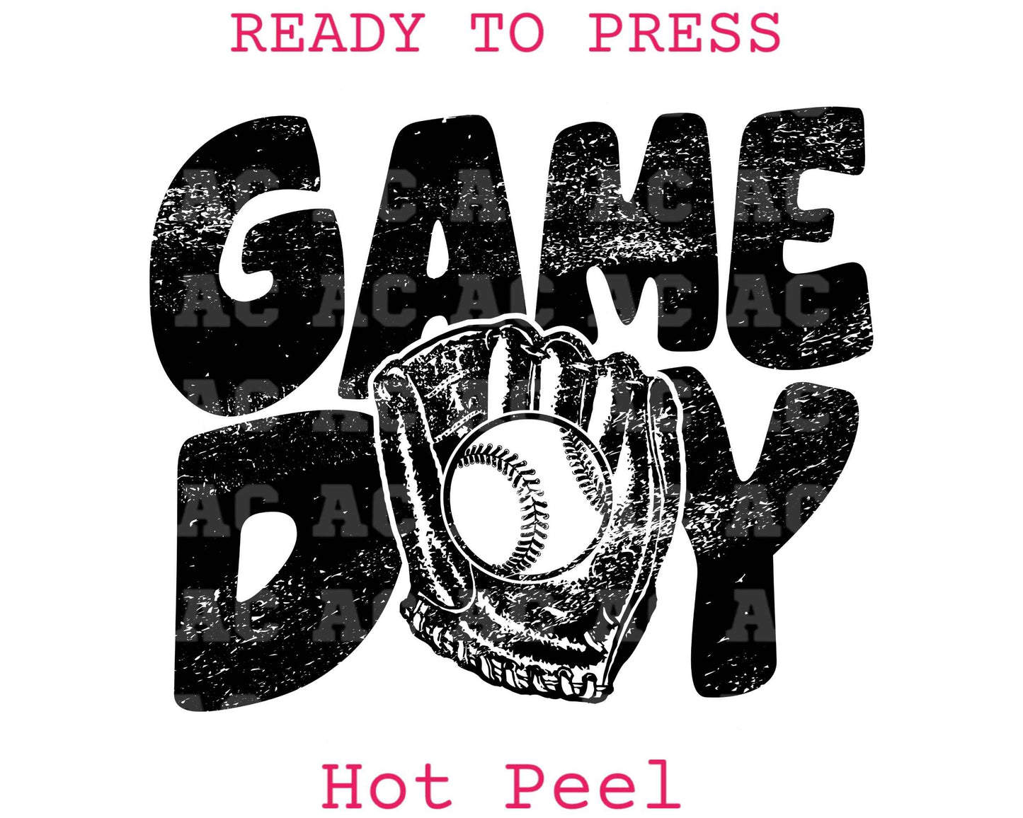 Game Day Mitt (Distressed) Baseball DTF TRANSFER or UV DTF STICKER