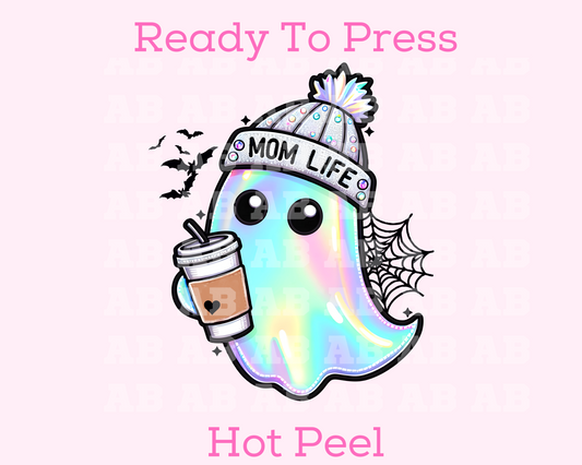 Mom Life Ombre Ghost Halloween DTF TRANSFER or UV DTF STICKER