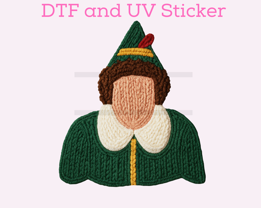 Elf No Face Christmas DTF TRANSFER or UV DTF STICKER