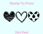 Three Black Hearts (Transparent) Valentine's Day DTF TRANSFER