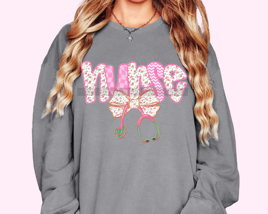 Nurse Coquette Bow Floral Nurse DTF TRANSFER or UV DTF STICKER DECAL