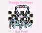 Checkered Nurse Faux Embroidery Nurse DTF TRANSFER