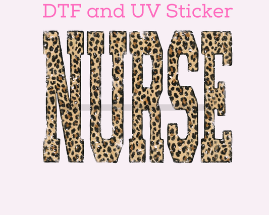 Nurse Leopard DTF TRANSFER or UV DTF STICKER DECAL