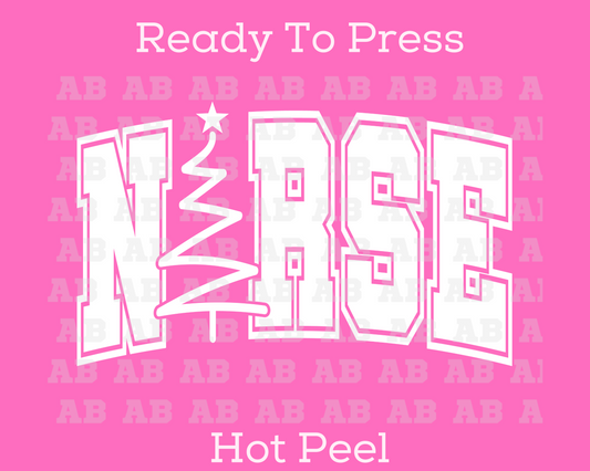 Christmas NURSE Varsity (White) Nurse Christmas DTF TRANSFER or UV DTF STICKER