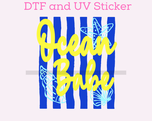 Ocean Babe Stripes DTF TRANSFER or UV DTF STICKER