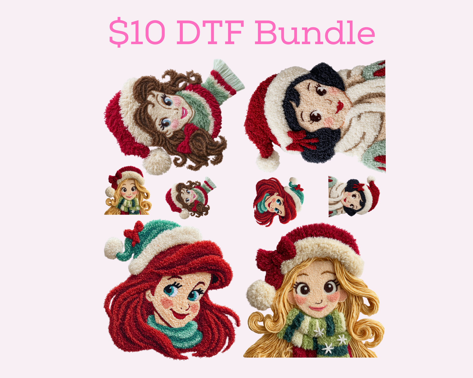 $10 Magical Princess Christmas Bundle 4- 11', 4-4" DTF Transfer