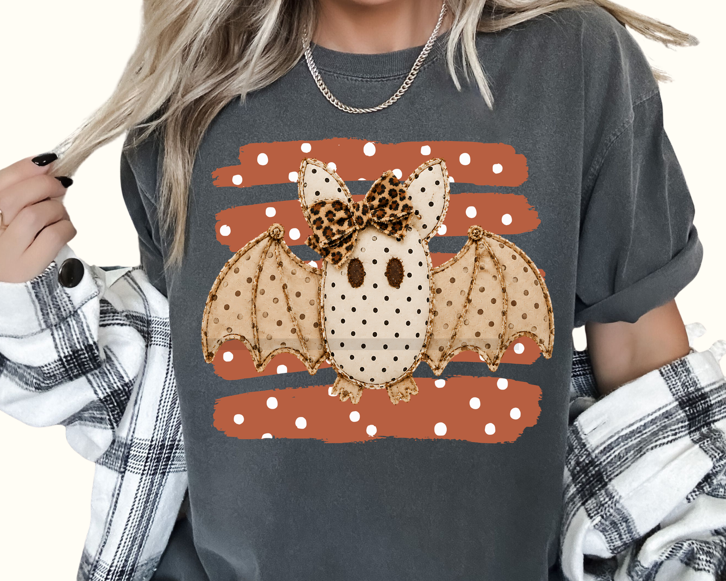 Bat Orange Stripes Halloween DTF TRANSFER