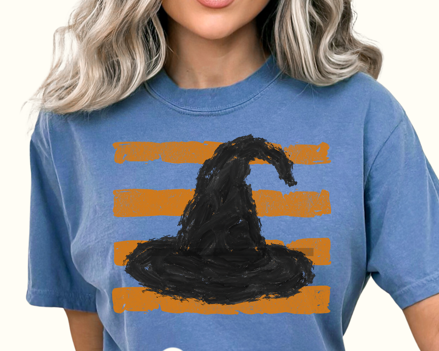 Witch Hat Orange Stripes Halloween DTF TRANSFER