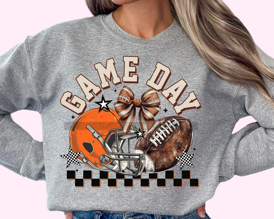 Game Day Orange Helmet Football DTF TRANSFER or UV DTF STICKER