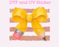 Pencil Bow School with Orange Stripes Teacher DTF TRANSFER