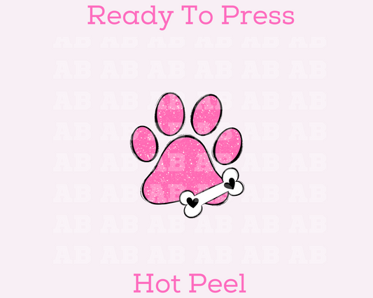 Pink Faux Sequins Paw Mom DTF TRANSFER or UV DTF STICKER DECAL