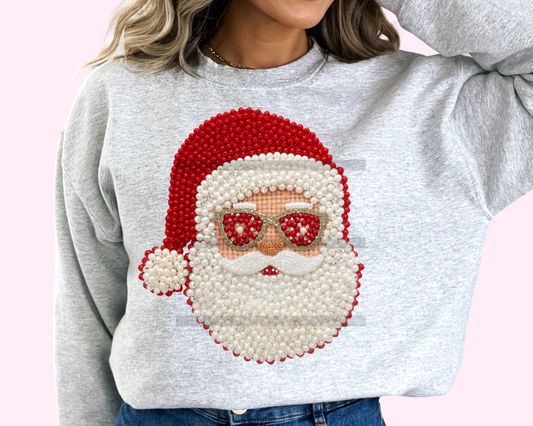 Faux Pearl Santa Christmas DTF TRANSFER