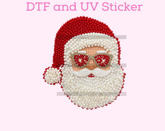 Faux Pearl Santa Christmas DTF TRANSFER