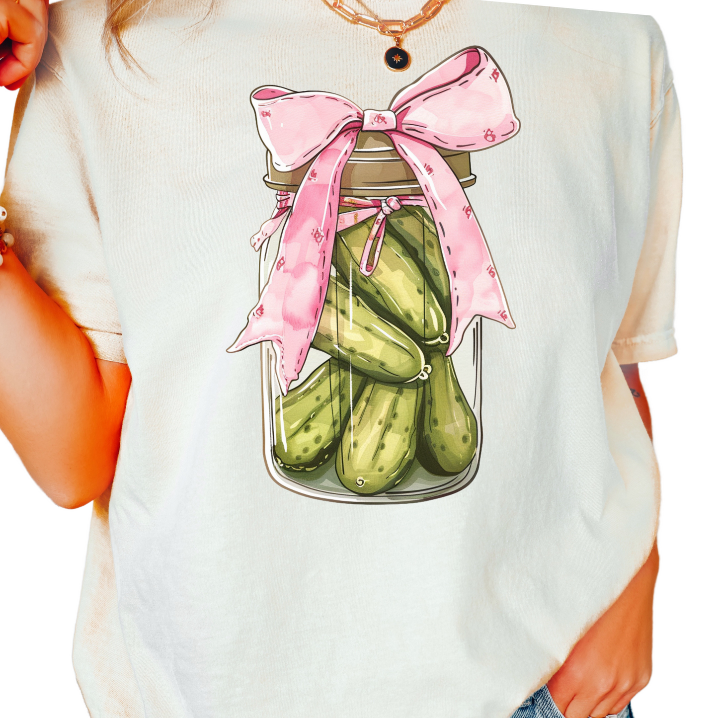 Pickle Jar Coquette Bow DTF TRANSFER or UV DTF STICKER DECAL