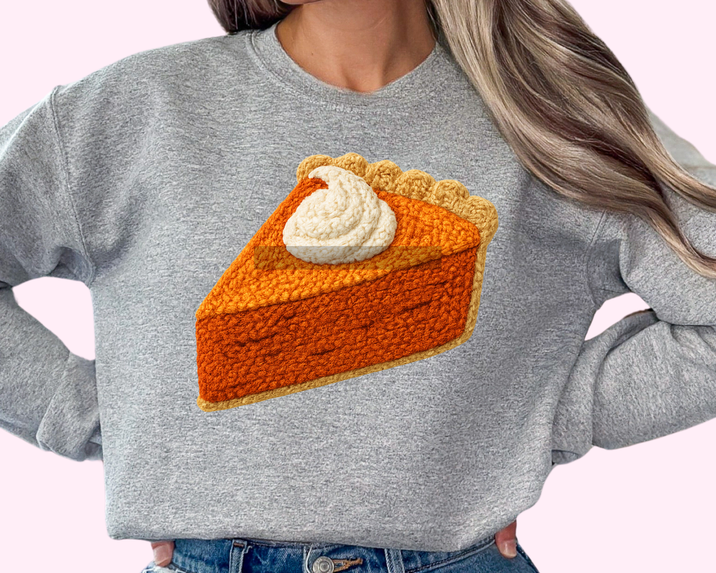 Faux Yarn Pumpkin Pie Thanksgiving DTF TRANSFER