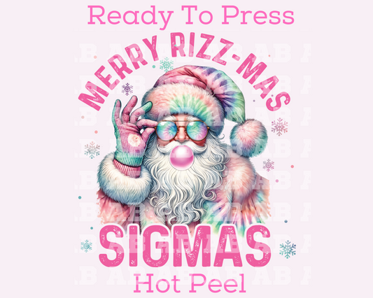 Pink Merry Rizz-Mas Sigmas (Distressed) Christmas DTF TRANSFER or UV DTF STICKER