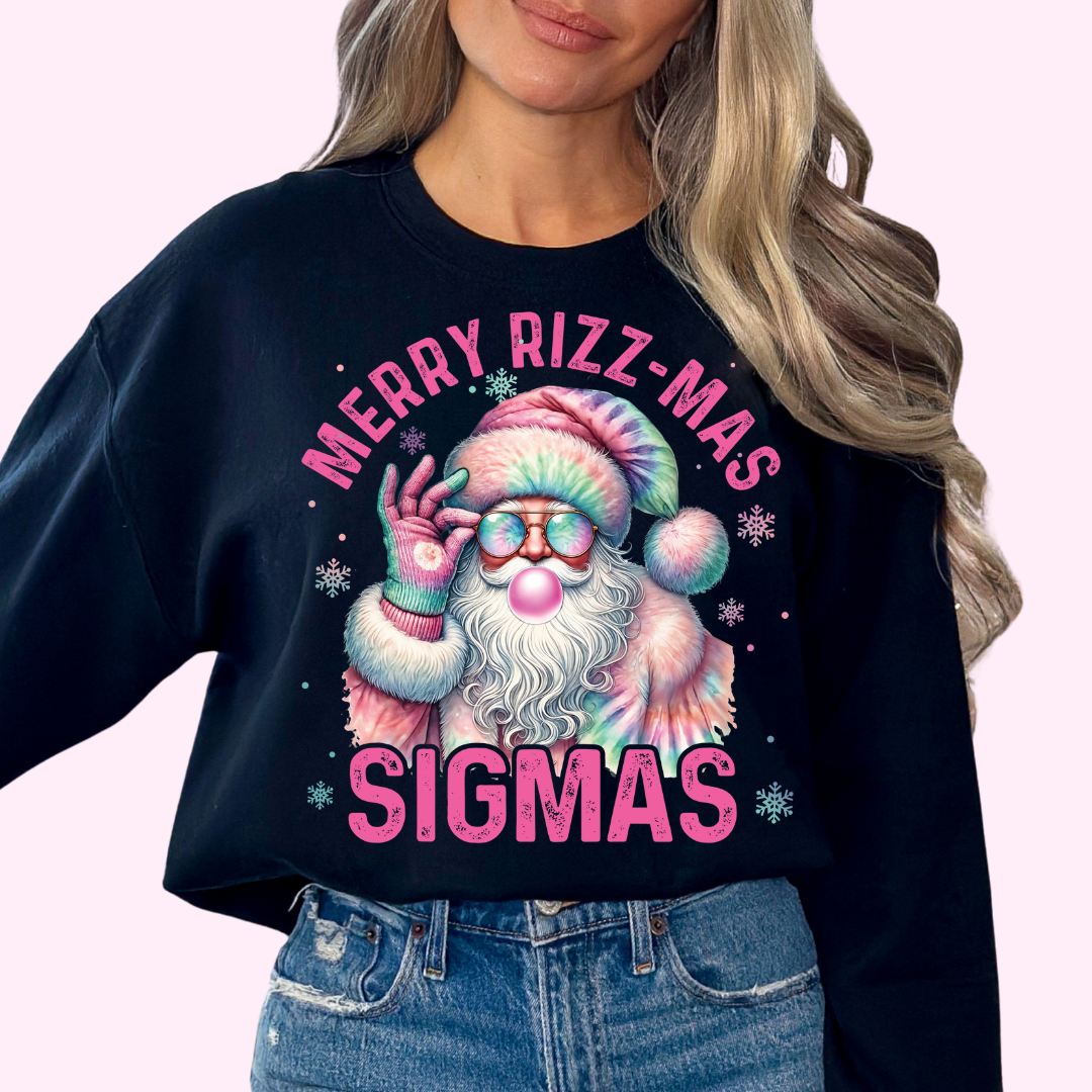 Pink Merry Rizz-Mas Sigmas (Distressed) Christmas DTF TRANSFER  or UV DTF STICKER