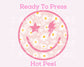 Pink Daisy Smiley DTF TRANSFER or UV DTF STICKER