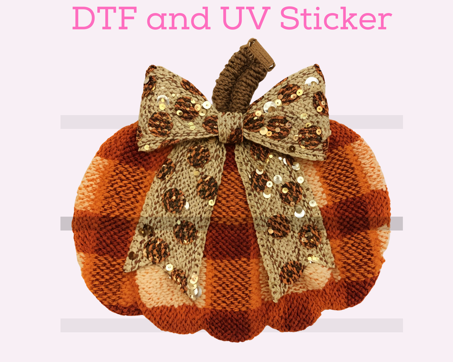 Plaid Faux Yarn Pumpkin Fall Halloween DTF TRANSFER