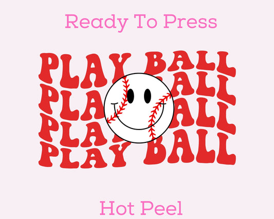 Play Ball Baseball DTF TRANSFER or UV DTF STICKER