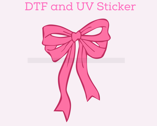 pink Bow Coquette Bow DTF TRANSFER or UV DTF STICKER DECAL