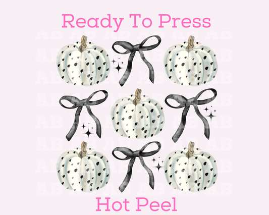 Polka Dot Pumpkins And Coquette Bows Fall DTF TRANSFER or UV DTF STICKER DECAL