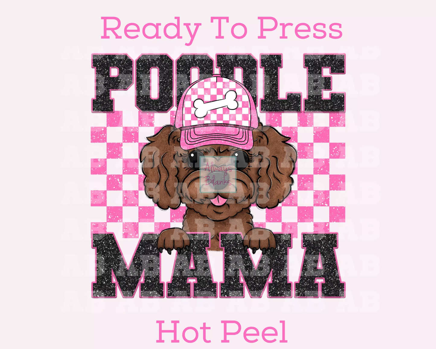 Poodle Mama (Pink) Faux Sequins Faux Embroidery Mom DTF TRANSFER or UV DTF STICKER DECAL
