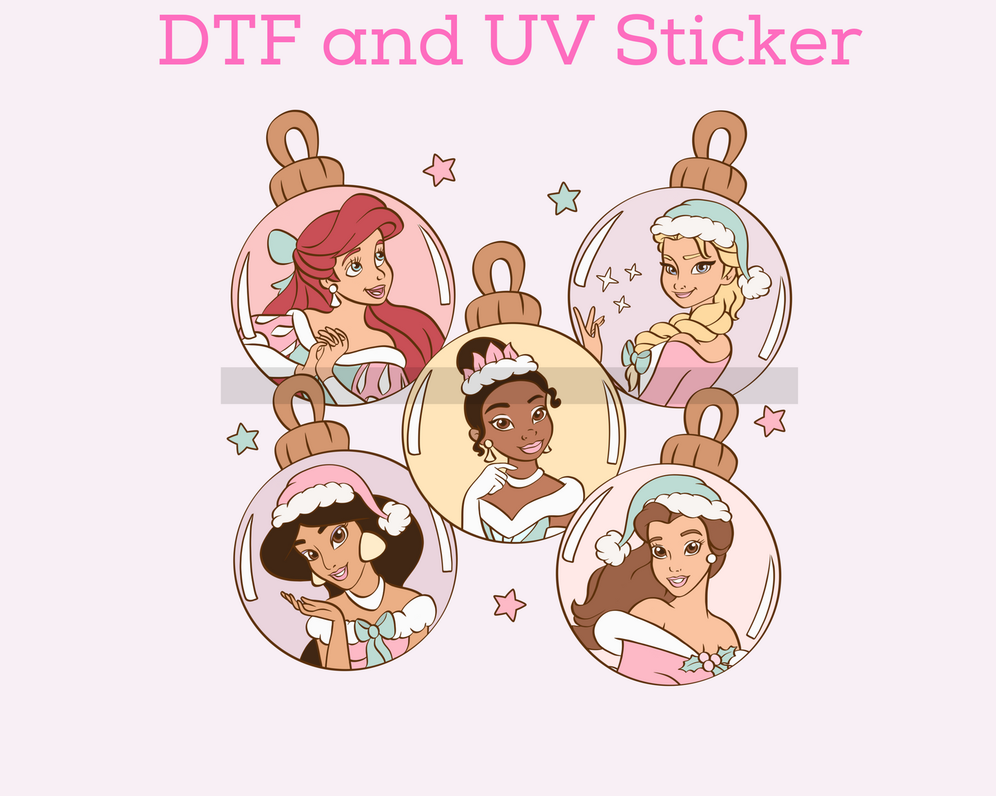 Magical Ice Princess Ornaments Christmas DTF TRANSFER or UV DTF STICKER