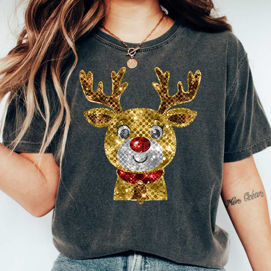 Faux Sequins Rudolph DTF TRANSFER or UV DTF STICKER
