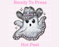 Cowboy Western Ghost (Faux Sequins) Halloween DTF TRANSFER or UV DTF STICKER