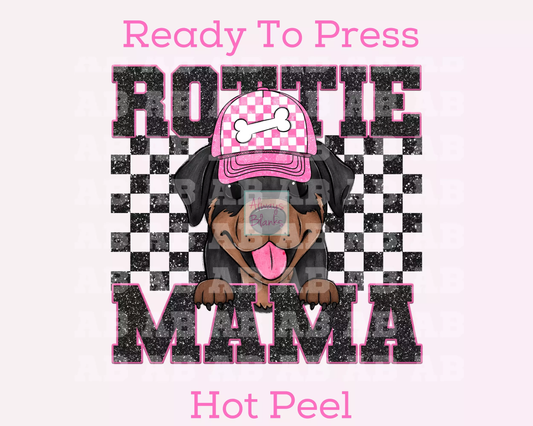 Rottie Mama (Black) Faux Sequins Faux Embroidery Mom DTF TRANSFER or UV DTF STICKER DECAL