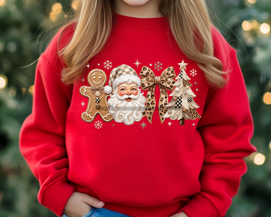 Neutral Leopard Santa  Christmas DTF TRANSFER
