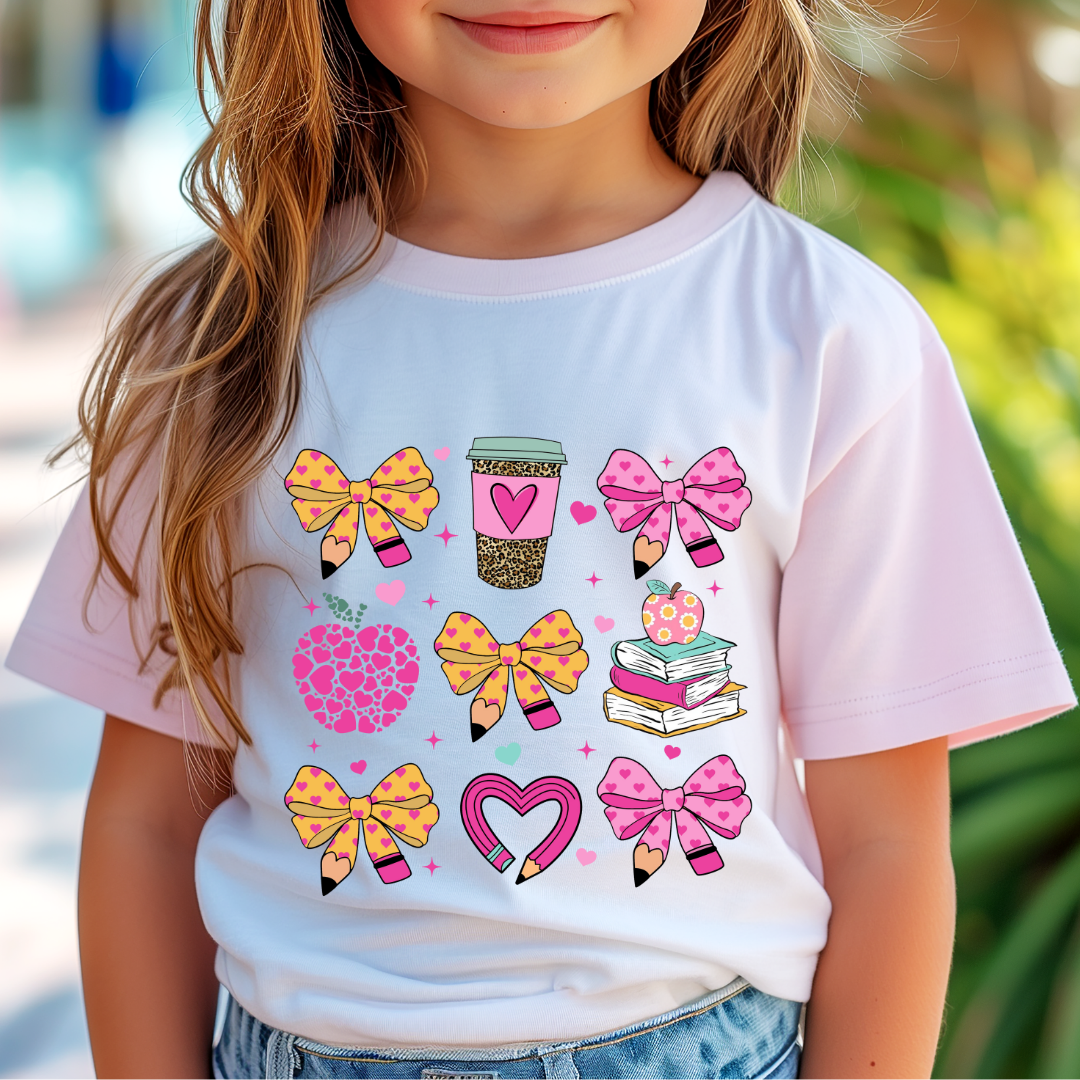 School Coffee Coquette Bow Collage School Trendy DTF TRANSFER or UV DTF STICKER DECAL
