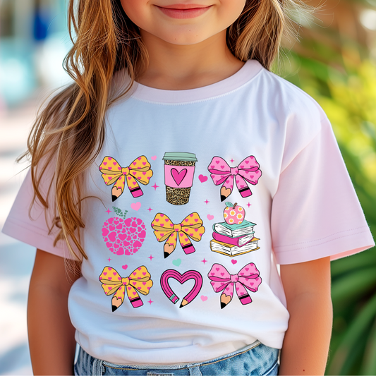 School Coffee Coquette Bow Collage School Trendy DTF TRANSFER or UV DTF STICKER DECAL