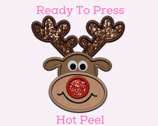 Rudolph The Reindeer (Faux Sequins) DTF TRANSFER