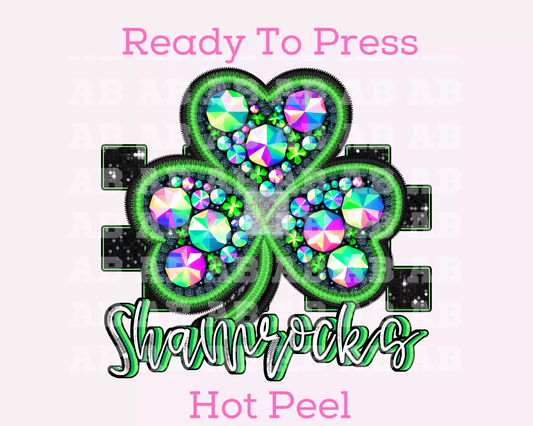 Checkered Shamrocks  Faux Embroidery St. Patrick's Day School Mascot DTF TRANSFER